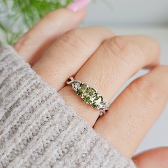 Sterling Silver Peridot Ring, Peridot Stone, Birthstone - Picture 1 of 10